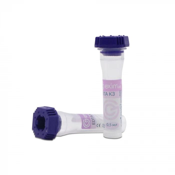 Пробірка для забору капілярної крові EximLab 0,5 мл з K3 EDTA фіолетова кришка